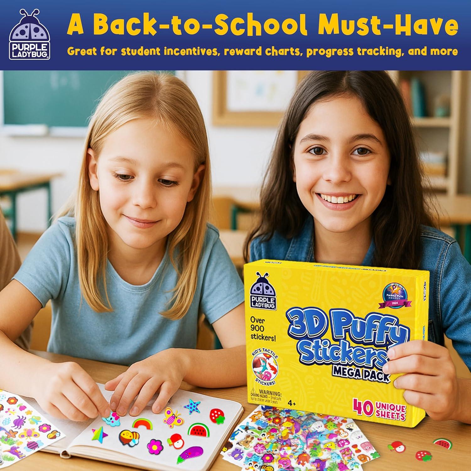 image:imagePURPLE LADYBUG Teacher Stickers for Students 4960 Reward Stickers for Kids Classroom Supplies Teacher MustHaves for Classroom Reward Charts Star Back to School GiftPuffy Stickers 40 Sheets 950 Stickers