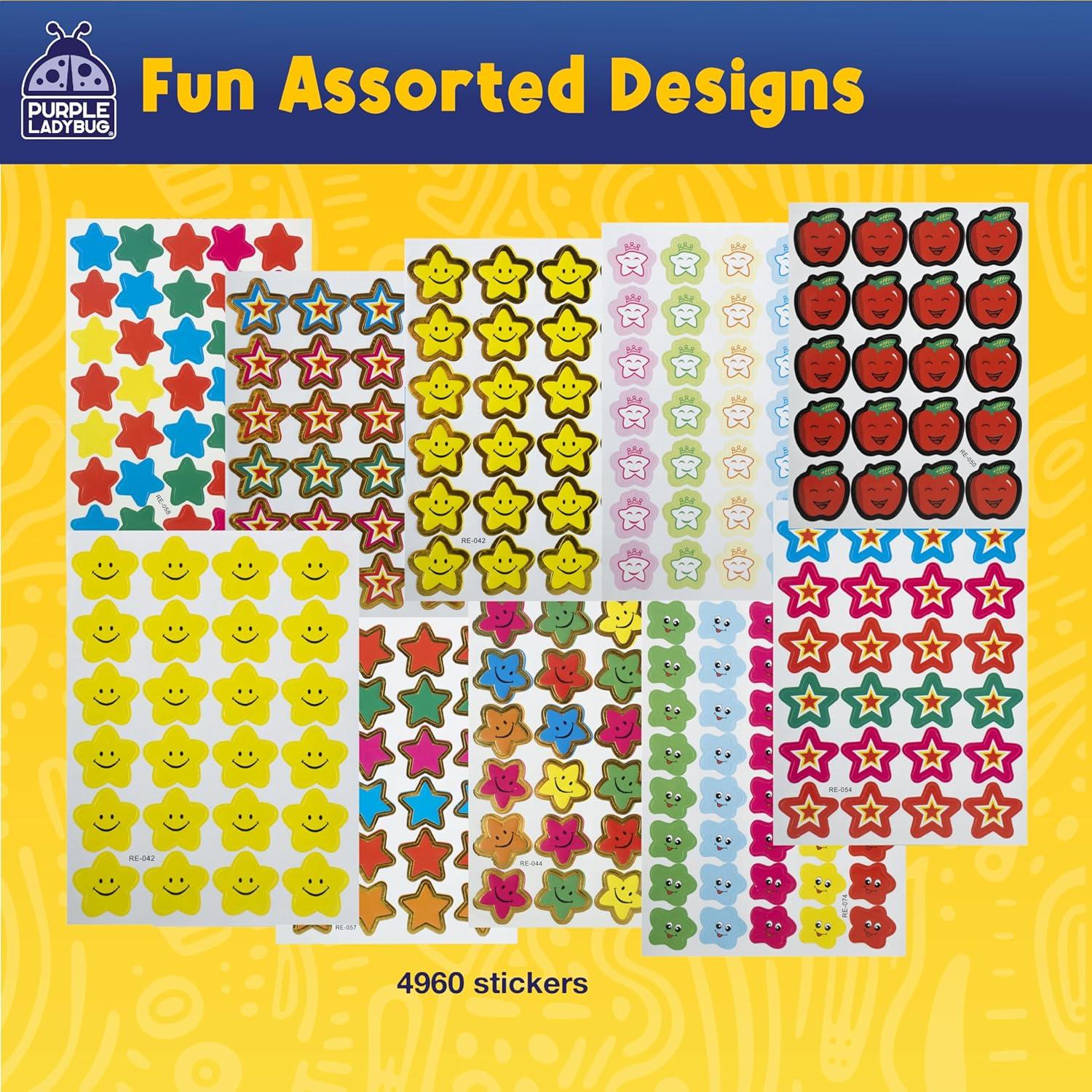 image:imagePURPLE LADYBUG Teacher Stickers for Students 4960 Reward Stickers for Kids Classroom Supplies Teacher MustHaves for Classroom Reward Charts Star Back to School GiftTeacher Stickers 4960 Stickers
