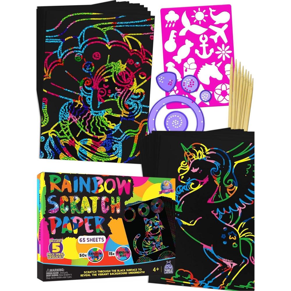 image:imageEaster Basket Essentials for Kids for Girls amp for Teen Girls 150 Rainbow Scratch Art Mini Notes Arts and Craft Supplies Valentines Day Gifts for Kids Crafts for Kids Ages 812Scratch Paper