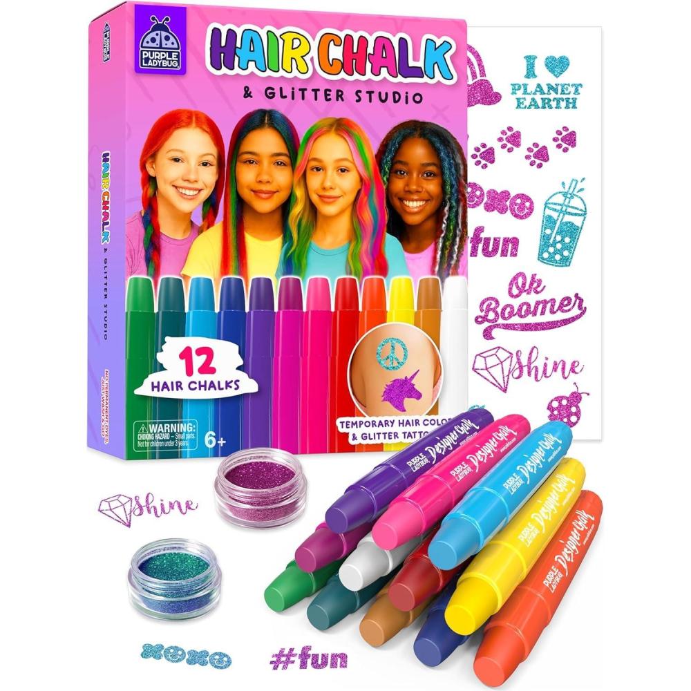 image:imageHair Chalk for Girls Washable Hair Dye Easter Basket Essential for Kids 810 68 Valentines Gift for Girls 6 7 8 9 10 11 12 Years Old Temporary Hair Color for Kids Tweens Teens Birthday Party Gift