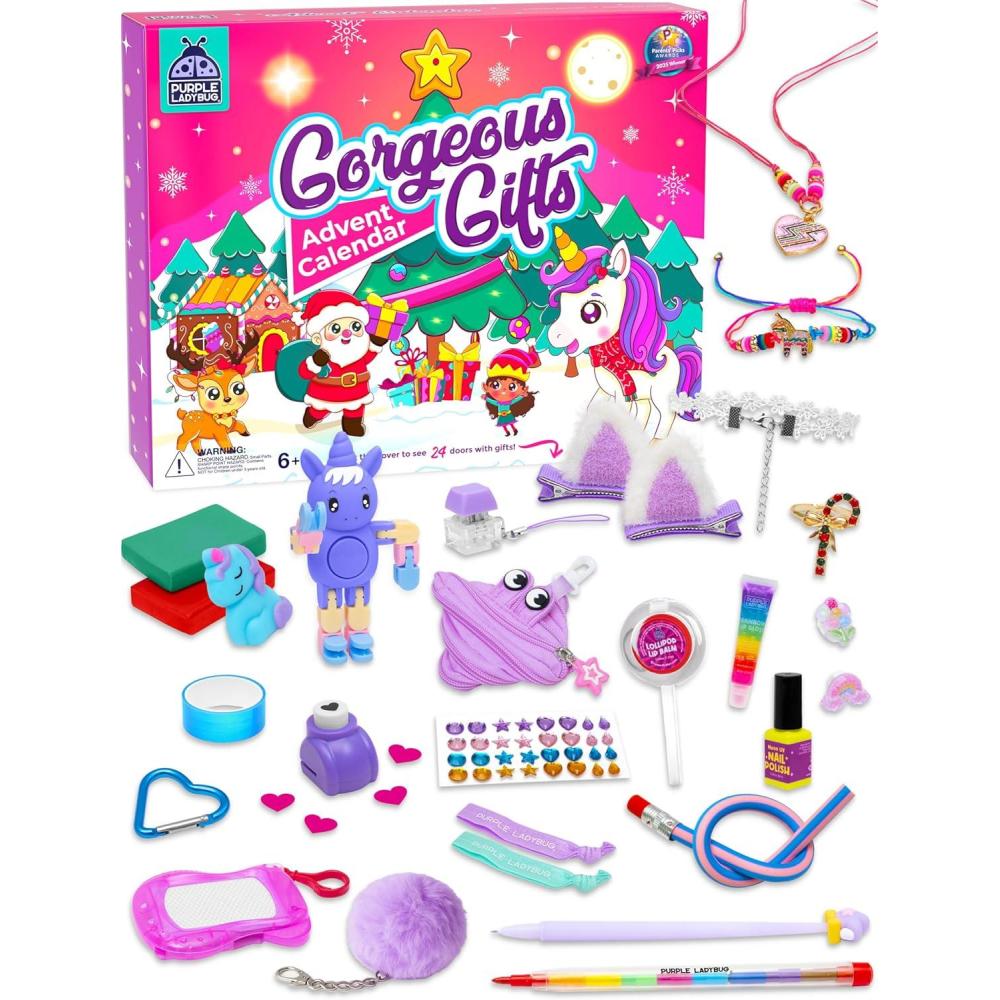 image:imagePURPLE LADYBUG Christmas Girls Advent Calendar 2024 Kids with 24 Unique Gifts  Crafts Jewelry Accessories amp More  Tween Advent Calendar 2024 Teen Girls Fun 24 Days Christmas Countdown for Girl 6