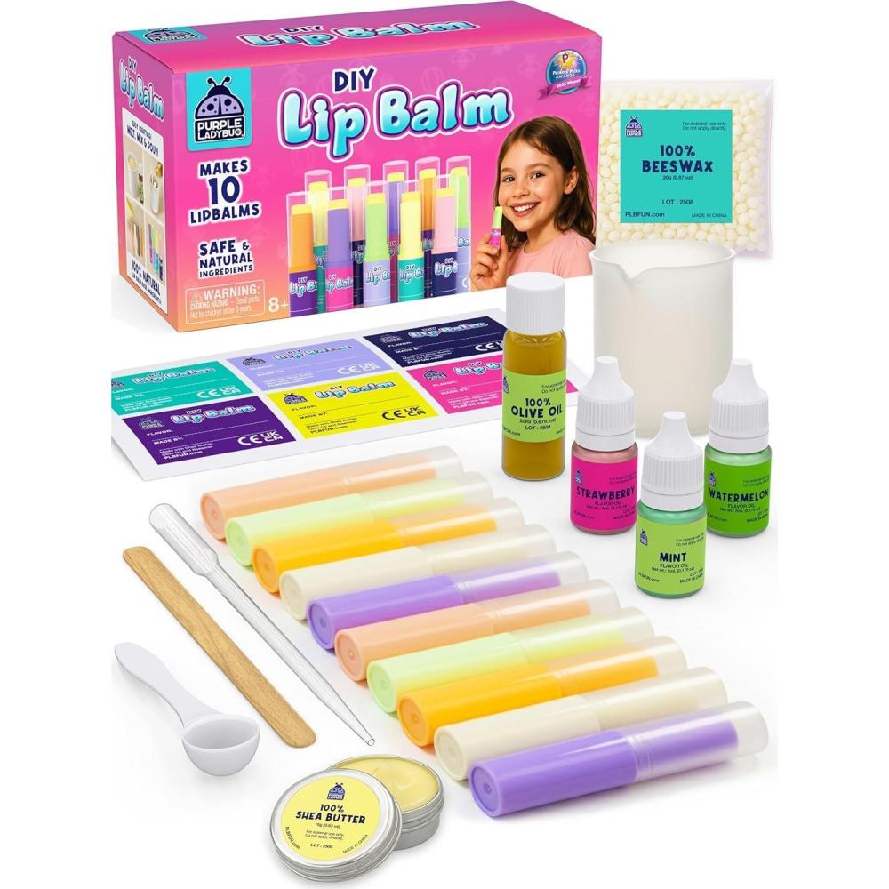 image:imagePURPLE LADYBUG DIY Lip Balm Making Kit Girls Valentines Gift Idea for 812 Tweens amp Teens Gifts for 9 10 Year Old Girls Natural Lip Care Craft Make Your Own Lip Balm with 3 Flavors STEM Science