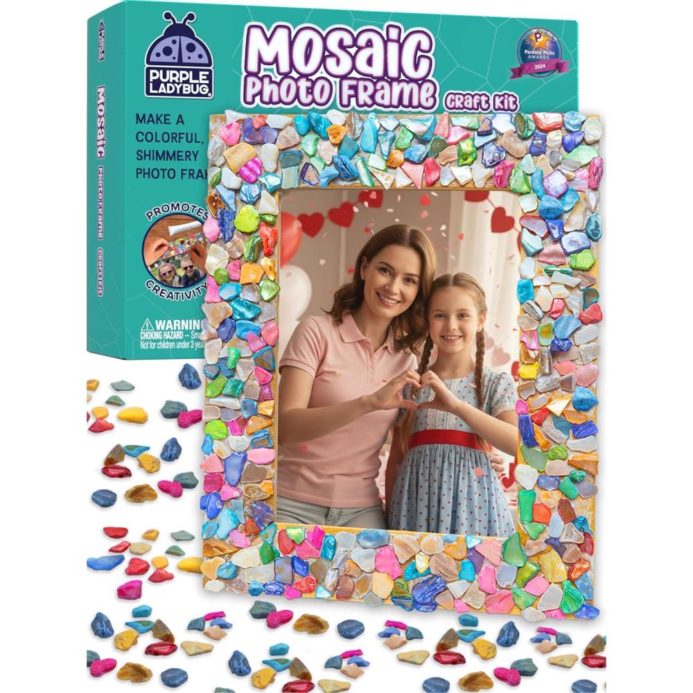 image:imagePURPLE LADYBUG DIY Mosaic Photo Frame Crafts for Girls 812 68 Great Valentines Day Gift for Kids 7 8 9 10 11 12 Years Old Fun Craft Kit for Kids amp Girl Birthday Tween amp Teens Gifts IdeaShiny Mosaic Shells