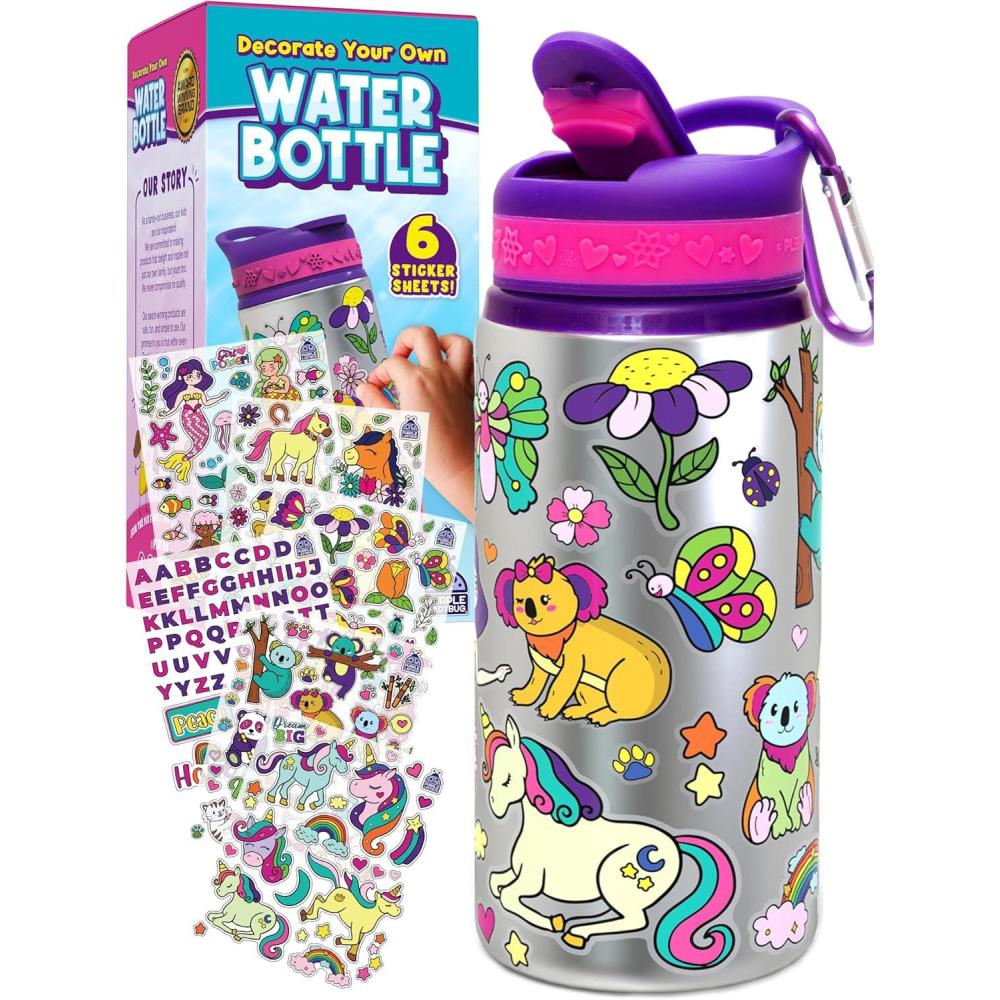 image:imagePURPLE LADYBUG Decorate Your Own Water Bottle Kit for Girls Gifts for Ages 5 6 7 8 9 10 Year Old Girl Birthday Girl Valentines Day Gifts Unicorn Toys Crafts Kids Ages 612Purple with Cute Stickers