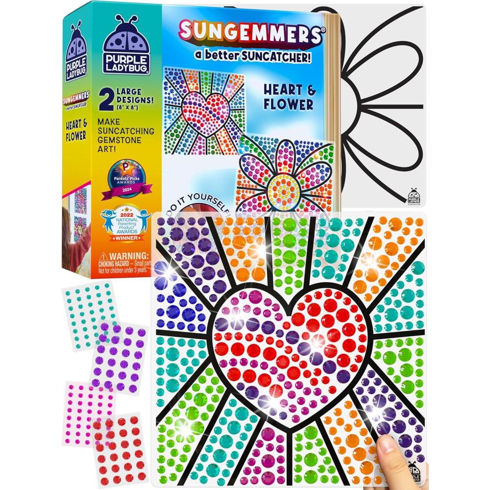 image:imagePURPLE LADYBUG SUNGEMMERS Suncatcher Gem Art for Kids Fun Valentines Day Crafts for Ages 612 Birthday Gift for Girls 68 812 Arts amp Crafts Activities Window Diamond Art KitHeart Flower