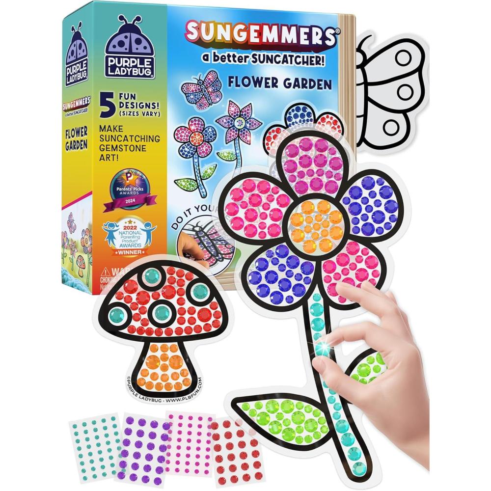 image:imagePURPLE LADYBUG SUNGEMMERS Suncatcher Gem Art for Kids Fun Valentines Day Crafts for Ages 612 Birthday Gift for Girls 68 812 Arts amp Crafts Activities Window Diamond Art KitFlower Garden
