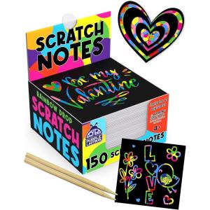 Easter Basket Essentials for Kids, for Girls & for Teen Girls – 150 Rainbow Scratch Art Mini Notes Arts and Craft Supplies, Valentines Day Gifts for Kids Crafts for Kids Ages 8-12(Rainbow)