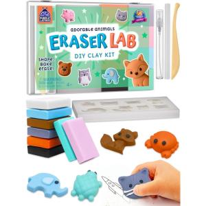 Eraser Lab DIY Clay Mini Cute Eraser Kit for Girls – Unicorn & Mermaid Theme – Fun Craft Activity for Girls Aged 4 5 6 7 8 9 10, Perfect Back to School Supply, Ideal Birthday Gift Idea(Adorable Animals)