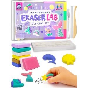 Eraser Lab DIY Clay Mini Cute Eraser Kit for Girls – Unicorn & Mermaid Theme – Fun Craft Activity for Girls Aged 4 5 6 7 8 9 10, Perfect Back to School Supply, Ideal Birthday Gift Idea(Unicorn & Mermaid)