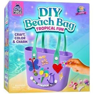 PURPLE LADYBUG Decorate Your Own Beach Tote Bag – Personalized Unicorn & Princess Theme with Charms & Beads, Fun Birthday Present for Kids 6 7 8 9 10 11, Craft for Girls 8-12, Fun DIY Craft Kit