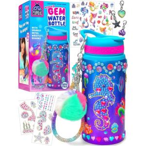 PURPLE LADYBUG Decorate Your Own Water Bottle Kit for Girls – Gifts for Ages 5 6 7 8 9 10 Year Old Girl Birthday, Girl Valentines Day Gifts Unicorn Toys Crafts Kids Ages 6-12(Gemstone – Mermaid)