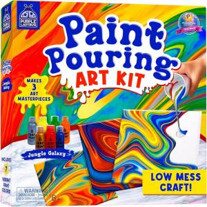 PURPLE LADYBUG Paint Pouring Art Kit – Art and Crafts for Kids Ages 8-12, Gifts for 6 7 8 9 10 11 12 Year Old Boys & Girls Gift Ideas, Birthday Gifts for Girls, Tween & Teen Girl – DIY Painting Kit(Art – Jungle Galaxy)