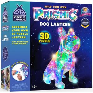 PURPLE LADYBUG Prismic 3D Puzzle Dog Lantern Kit -Gifts for 8-12 Years Old Boys & Girls, Teens & Tweens Gift, Dog Lover Gifts for Kids, STEM Art Project for Kids & Teens, Night Light Room Decor(Dog)