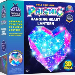 PURPLE LADYBUG Prismic 3D Puzzle Dog Lantern Kit -Gifts for 8-12 Years Old Boys & Girls, Teens & Tweens Gift, Dog Lover Gifts for Kids, STEM Art Project for Kids & Teens, Night Light Room Decor(Hanging Heart)