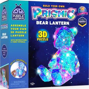 PURPLE LADYBUG Prismic 3D Puzzle Dog Lantern Kit -Gifts for 8-12 Years Old Boys & Girls, Teens & Tweens Gift, Dog Lover Gifts for Kids, STEM Art Project for Kids & Teens, Night Light Room Decor(Bear)