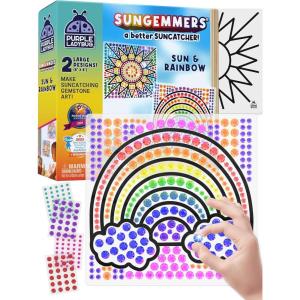 PURPLE LADYBUG SUNGEMMERS Suncatcher Gem Art for Kids – Fun Valentines Day Crafts for Ages 6-12, Birthday Gift for Girls 6-8, 8-12, Arts & Crafts Activities, Window Diamond Art Kit(Sun & Rainbow)
