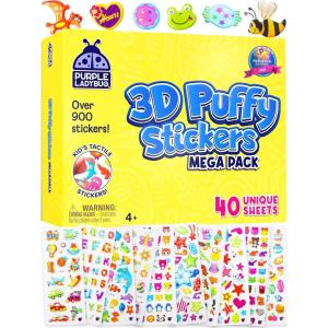 PURPLE LADYBUG Teacher Stickers for Students – 4960 Reward Stickers for Kids Classroom Supplies, Teacher Must-Haves for Classroom Reward Charts, Star, Back to School Gift(Puffy Stickers – 40 Sheets  950+ Stickers)