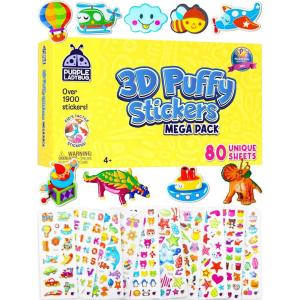 PURPLE LADYBUG Teacher Stickers for Students – 4960 Reward Stickers for Kids Classroom Supplies, Teacher Must-Haves for Classroom Reward Charts, Star, Back to School Gift(Puffy Stickers – 80 Sheets  1900+ Stickers)