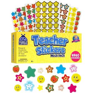 PURPLE LADYBUG Teacher Stickers for Students – 4960 Reward Stickers for Kids Classroom Supplies, Teacher Must-Haves for Classroom Reward Charts, Star, Back to School Gift(Teacher Stickers – 4960 Stickers)