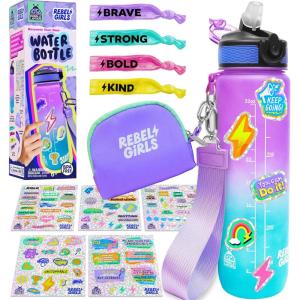 Rebel Girls Decorate Your Own Water Bottles Girl Craft Kit – Water Bottle for Kids with Motivational Stickers & More, Birthday Gift for 7 Year Old Kid, Most Popular Arts & Crafts for Ages 6 8 9 10