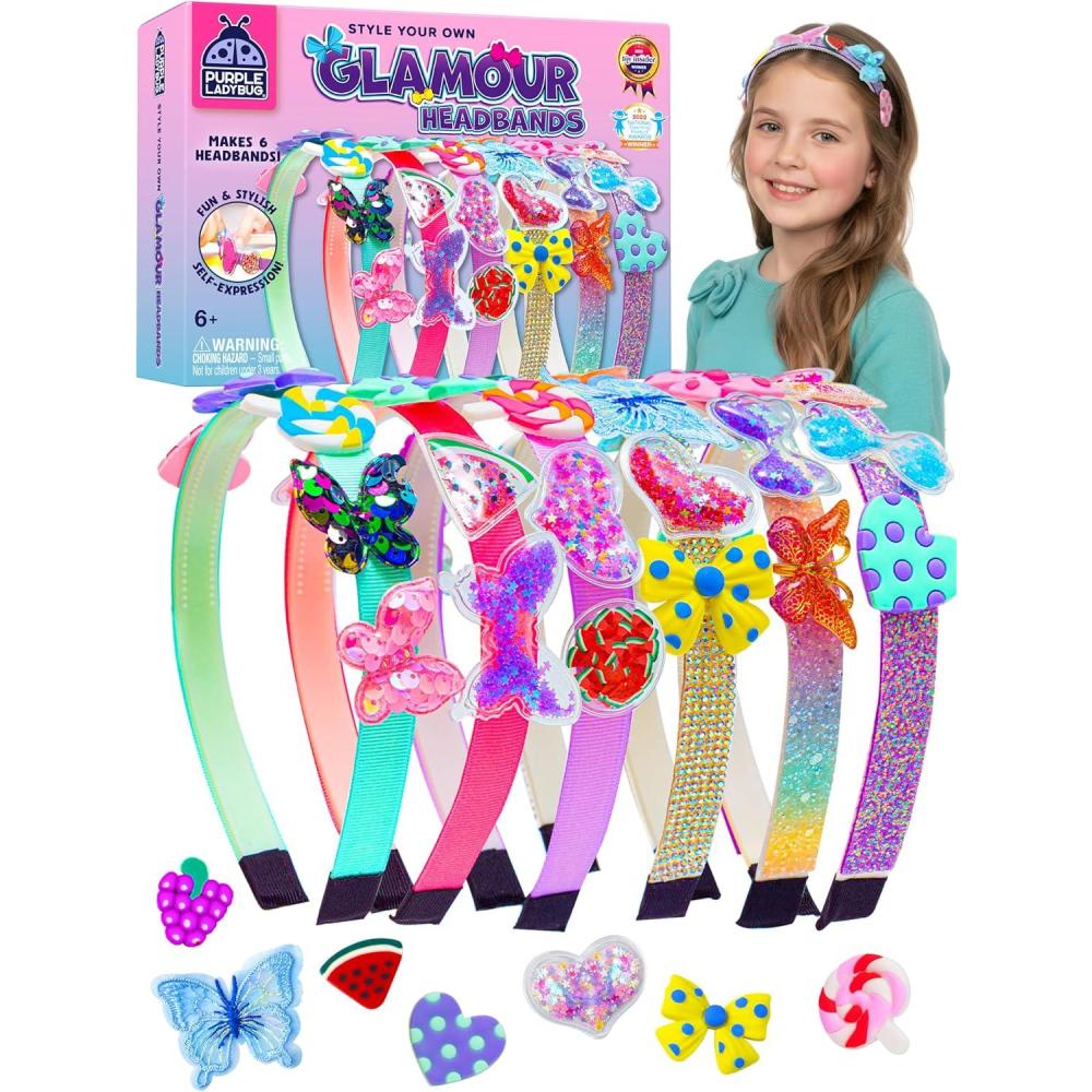 image:imagePURPLE LADYBUG DIY Headband Making Kit Gifts for 5 Year Old Girls Crafts for Ages 68 Girl 59 Years Old Gift for Girls Birthday Hair Accessories Girl Valentines Day Gifts Easter Basket StufferGlamour Headbands