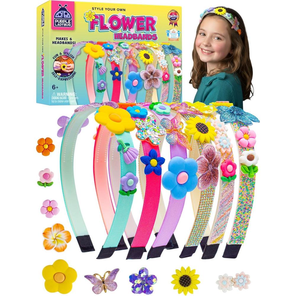 image:imagePURPLE LADYBUG DIY Headband Making Kit Gifts for 5 Year Old Girls Crafts for Ages 68 Girl 59 Years Old Gift for Girls Birthday Hair Accessories Girl Valentines Day Gifts Easter Basket StufferFlower Headbands