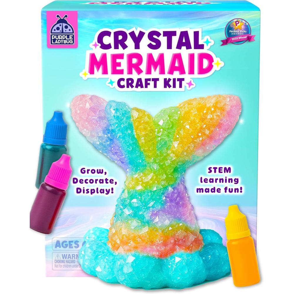 image:imagePURPLE LADYBUG STEM Mermaid Crystal Growing Kit for Kids DIY Crystal Chemistry Set Science amp Art Craft Project for Girls Ages 7 Birthday Gifts for Girls