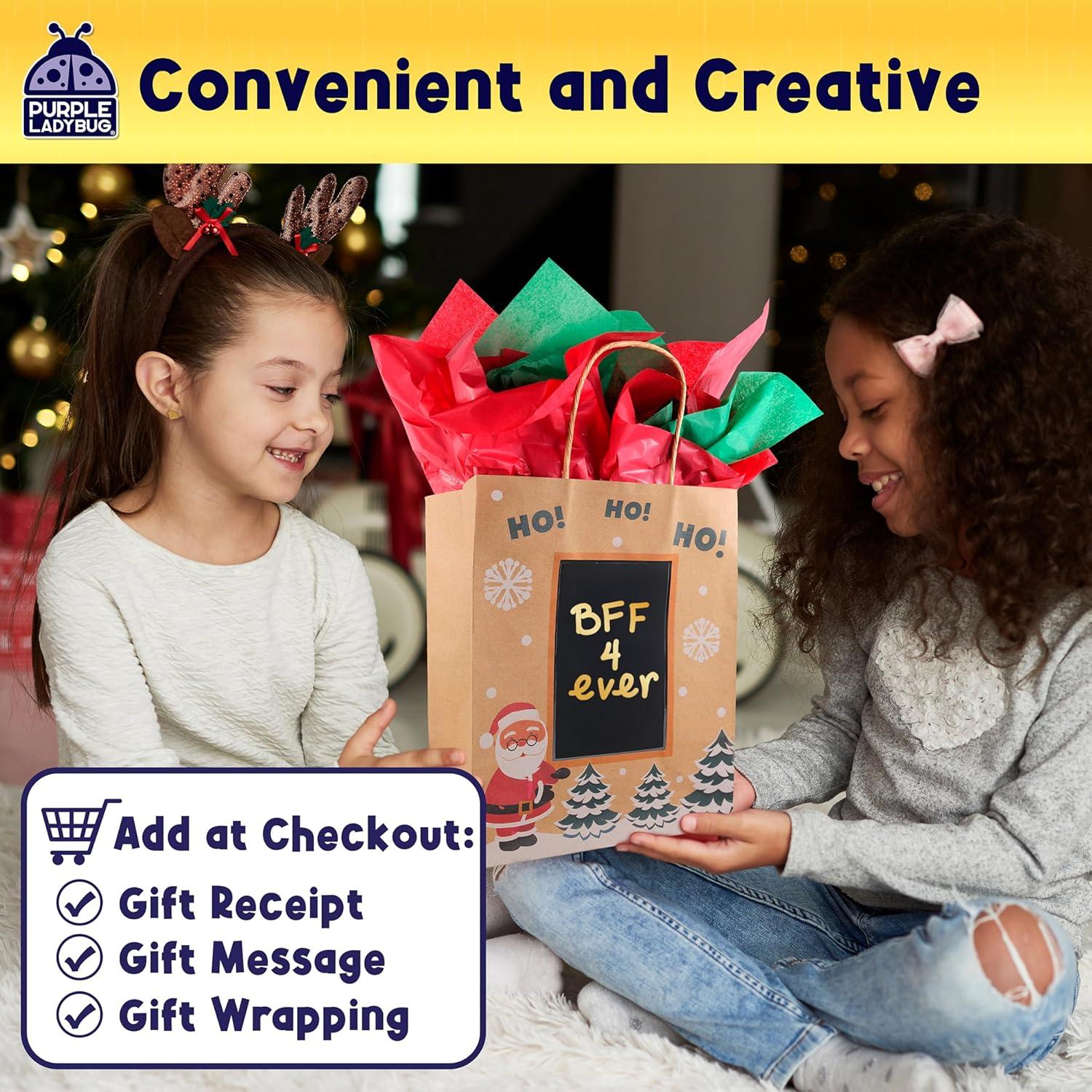 image:image6 Brown Christmas Gift Bags Medium Size Bulk 8 with Scratch Paper Panel for Personalized Messages amp Tissue Paper Small Holiday Bags for Gifts Secret Santa Holiday Gift Bags with HandleChristmas Gift Bags