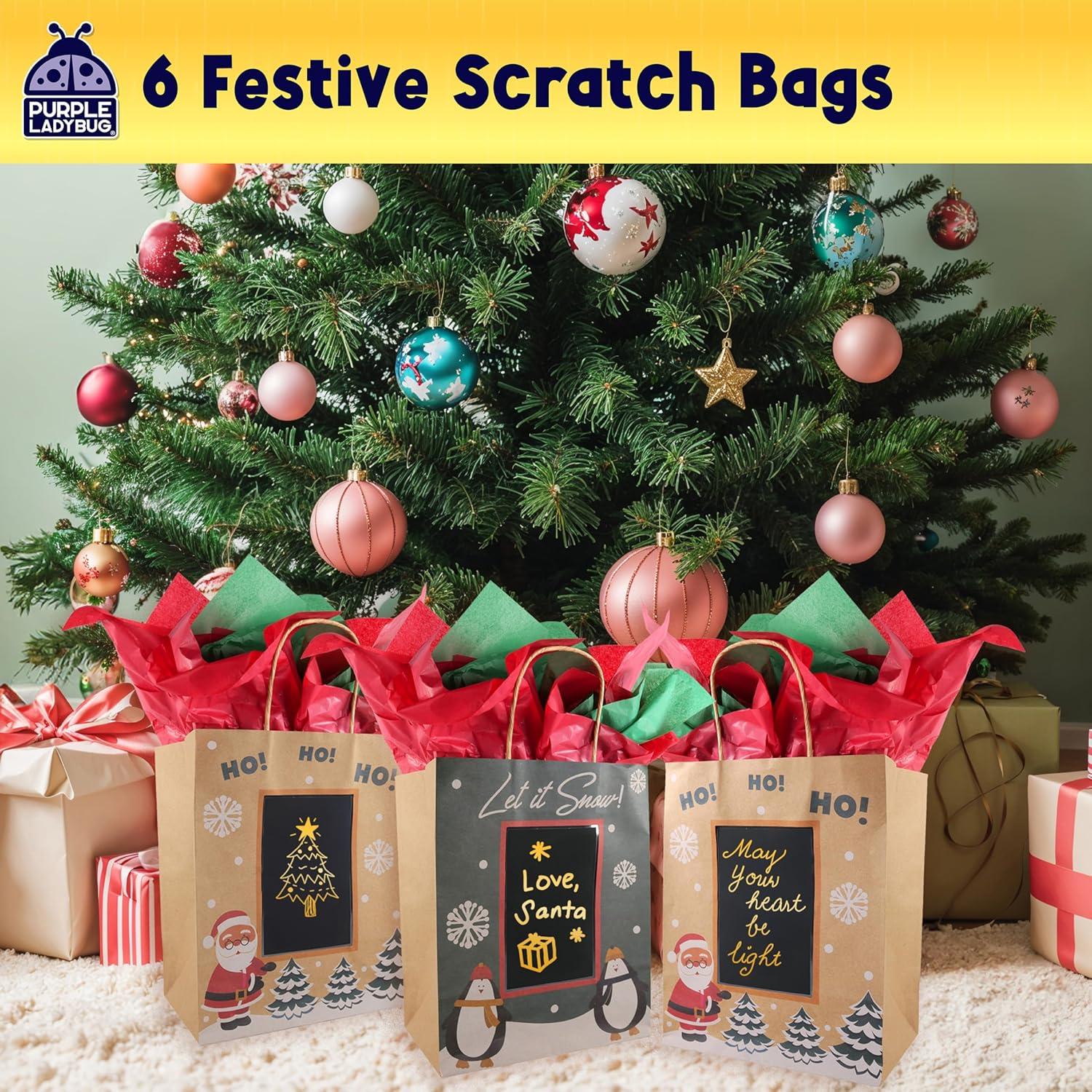 image:image6 Brown Christmas Gift Bags Medium Size Bulk 8 with Scratch Paper Panel for Personalized Messages amp Tissue Paper Small Holiday Bags for Gifts Secret Santa Holiday Gift Bags with HandleChristmas Gift Bags