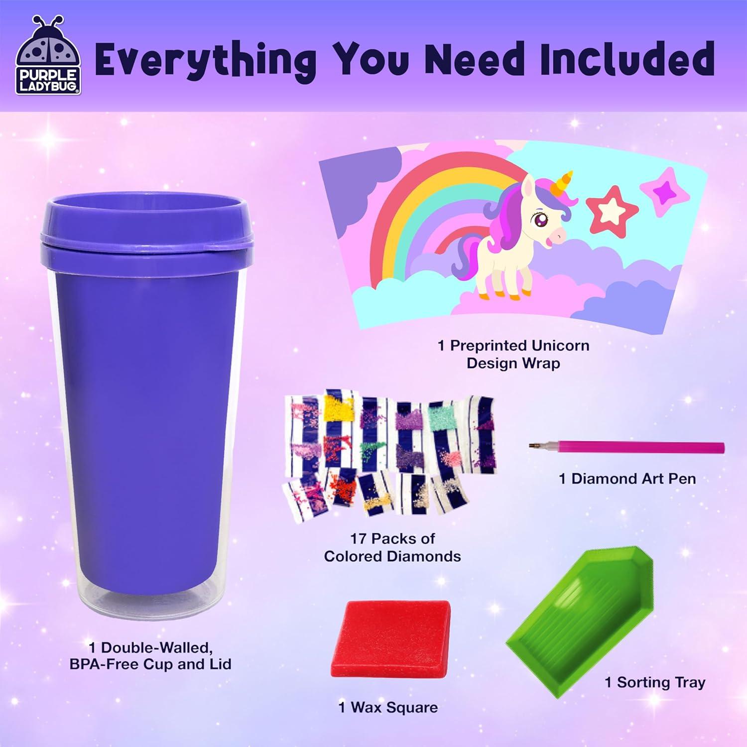 image:imagePURPLE LADYBUG Unicorn Diamond Art Kits Girls Cup Customizable Tumbler Kids Diamond Art Kits for Girls DIY Craft Kit Water Bottle Art Kits for Kids 69 Birthday amp Easter Gifts for 7 Year Old