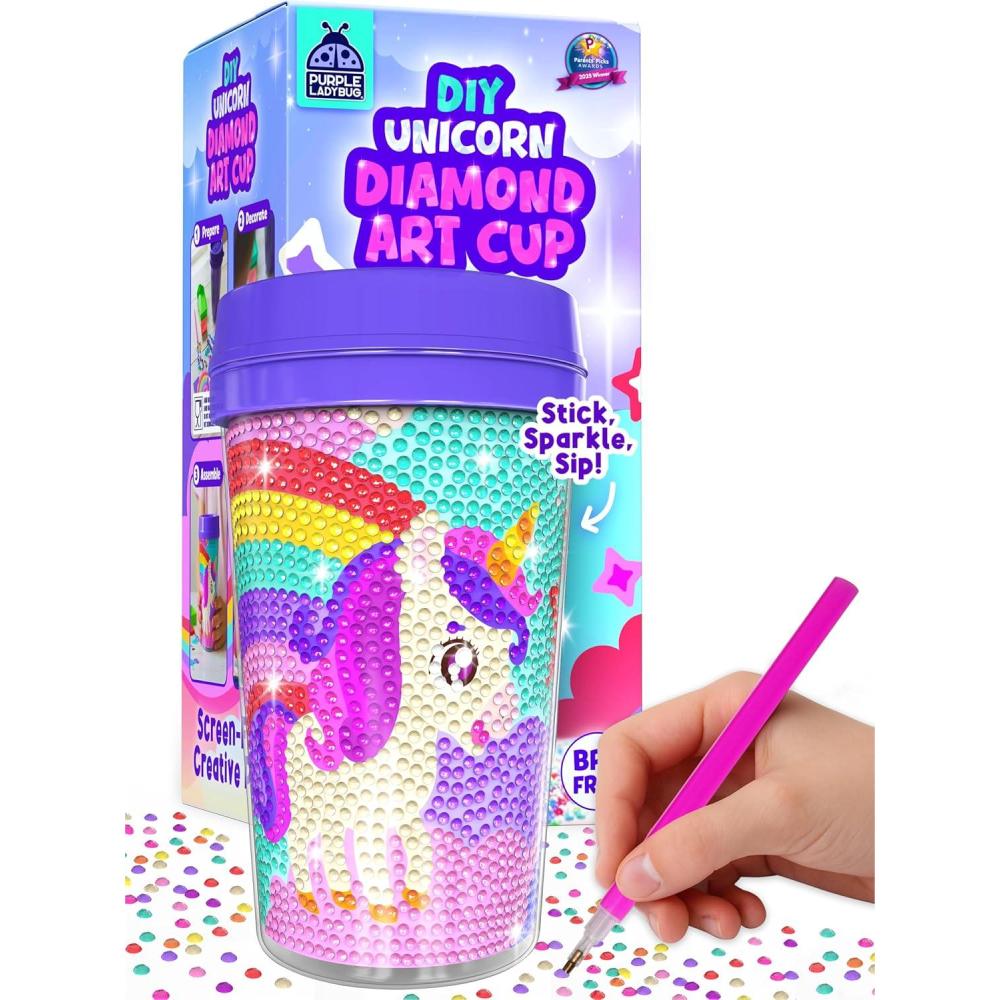 image:imagePURPLE LADYBUG Unicorn Diamond Art Kits Girls Cup  Customizable Tumbler Kids Diamond Art Kits for Girls  DIY Craft Kit Water Bottle  Art Kits for Kids 69 Birthday amp Easter Gifts for 7 Year Old