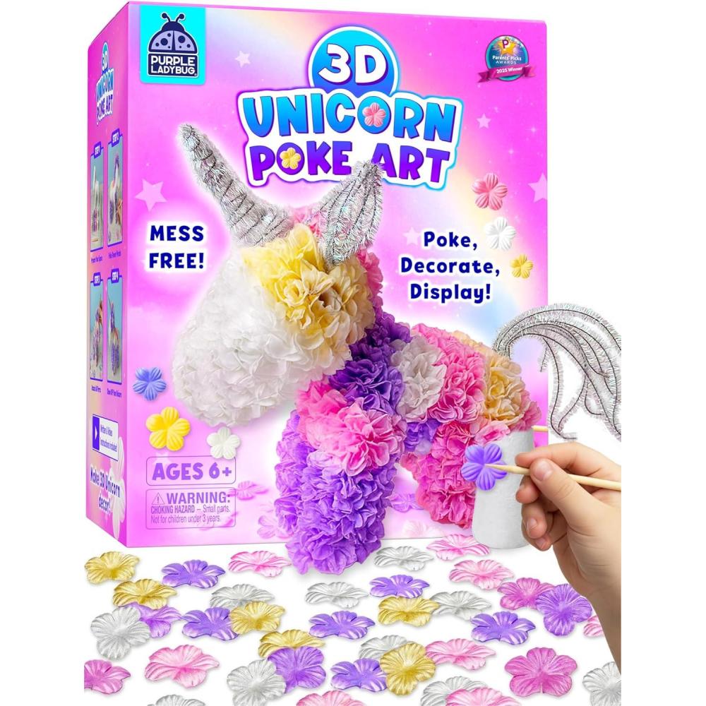image:imagePURPLE LADYBUG Unicorn Poke Art Kit  3D DIY Foam Figurine Craft Set MessFree Floral Decorating Toy Creative Art Activity for Kids Ages 410  Giftable Craft Kit for GirlsUnicorn Poke In Art