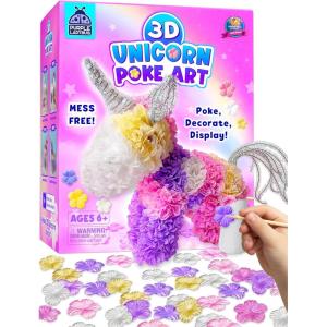 PURPLE LADYBUG Unicorn Poke Art Kit – 3D DIY Foam Figurine Craft Set, Mess-Free Floral Decorating Toy, Creative Art Activity for Kids Ages 4-10 – Giftable Craft Kit for Girls(Unicorn Poke In Art)