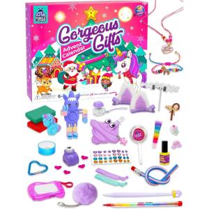PURPLE LADYBUG 2025 Advent Calendar for Girls Ages 6+, 24-Day Kids Christmas Countdown Kit – Includes Holiday Toys, Jewelry, Fidget, Makeup, DIY Crafts, Accessories for Tween