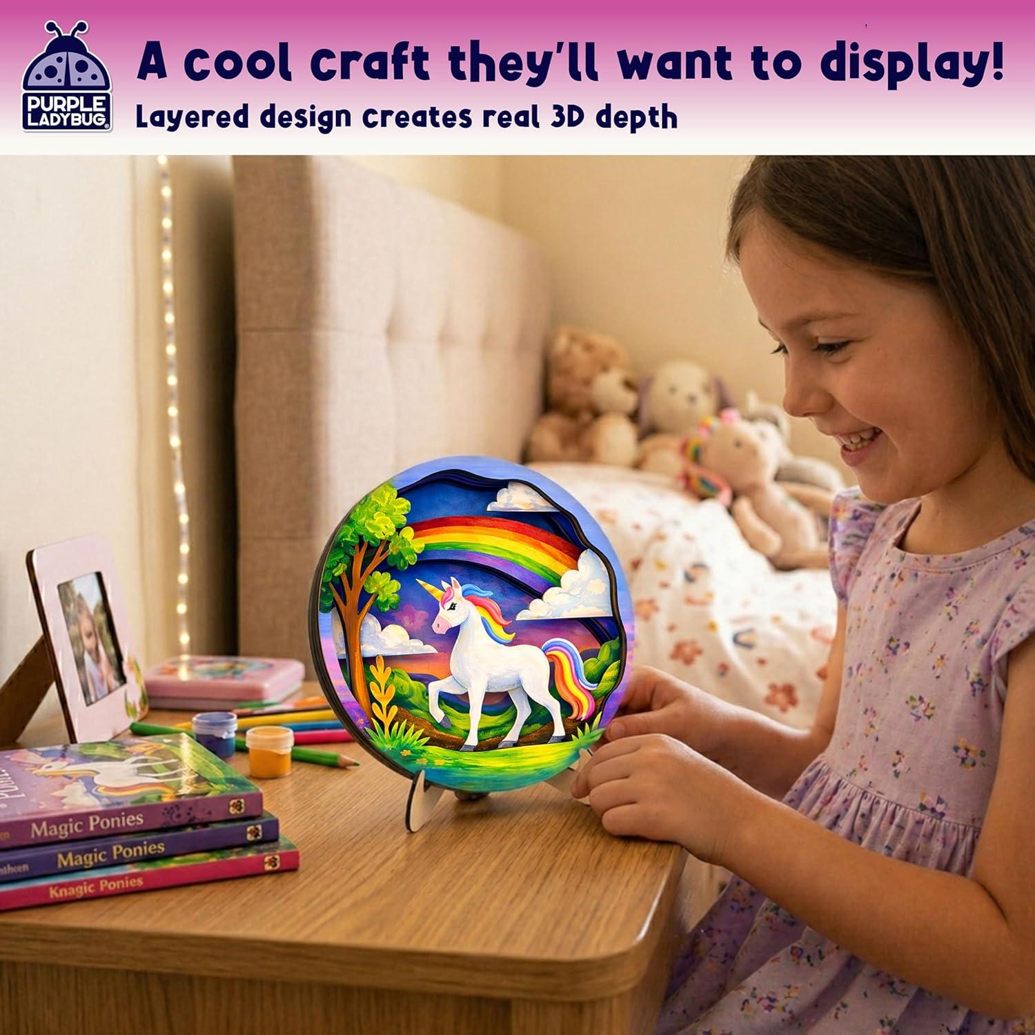 image:imageMermaid 3D Painting Kit Wooden Painting Crafts for Kids Craft Kits for Girls Ages 812 DIY Crafts Paint Set Art Projects Arts and Crafts for Girl 6 7 9 11 Girls Birthday Gifts Age 810Unicorn
