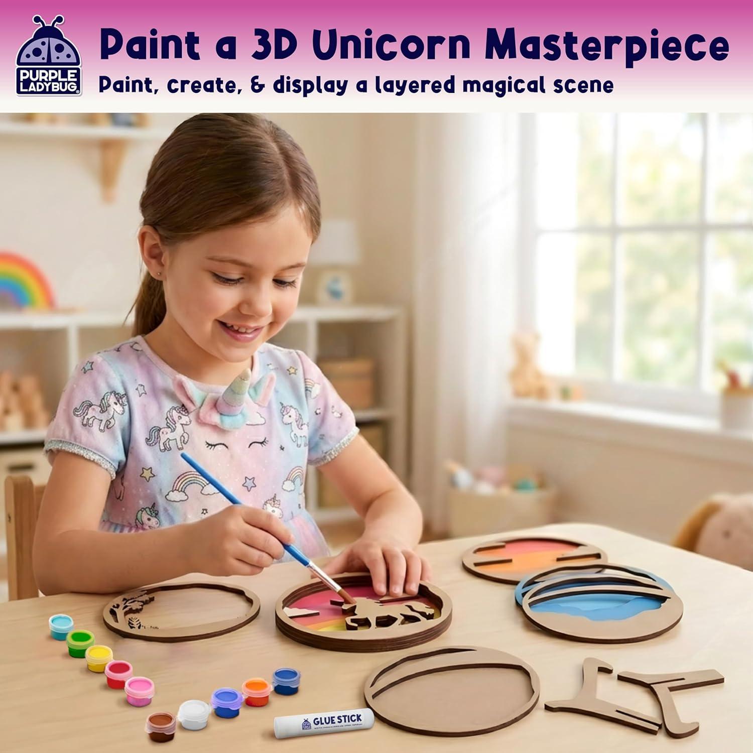 image:imageMermaid 3D Painting Kit Wooden Painting Crafts for Kids Craft Kits for Girls Ages 812 DIY Crafts Paint Set Art Projects Arts and Crafts for Girl 6 7 9 11 Girls Birthday Gifts Age 810Unicorn