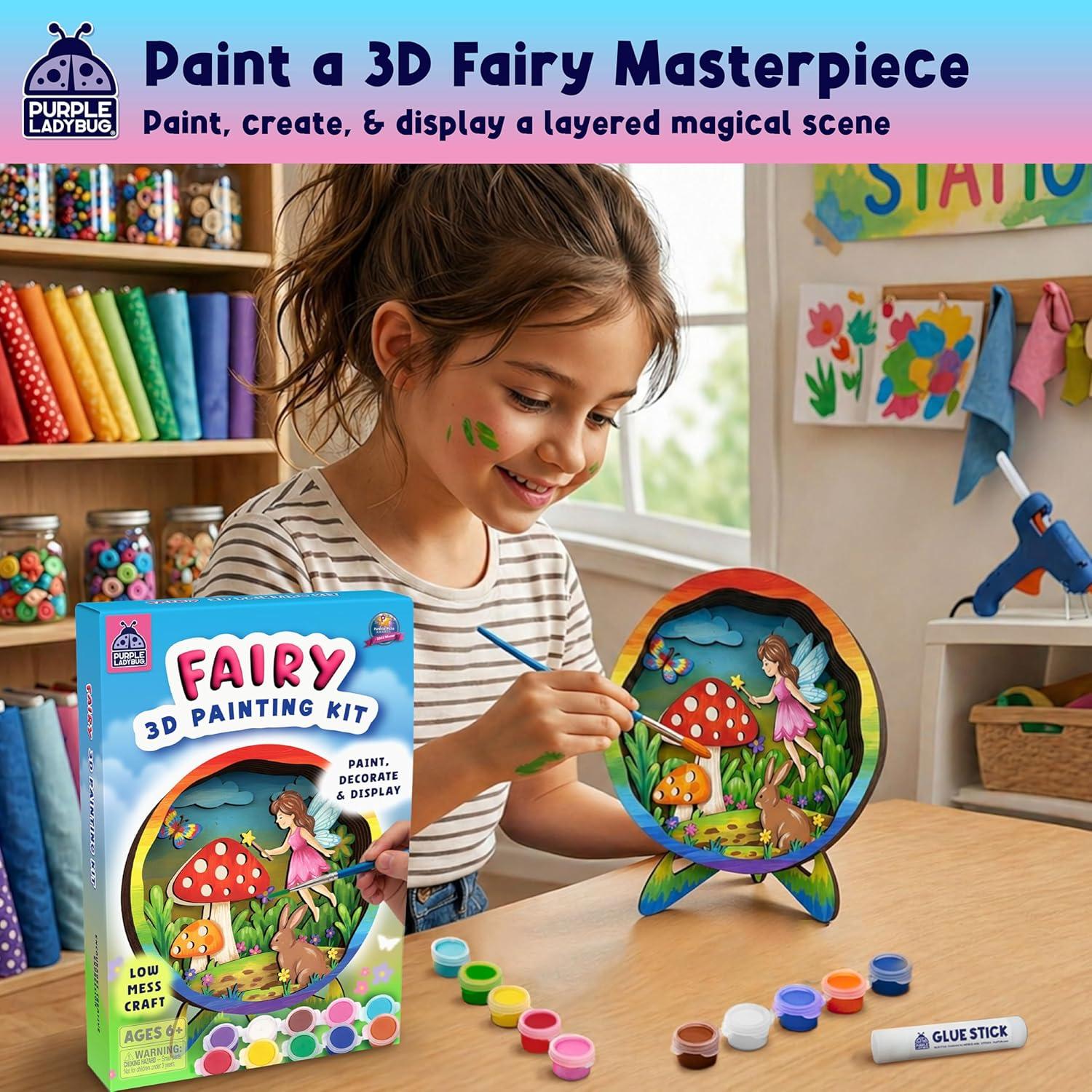 image:imageMermaid 3D Painting Kit Wooden Painting Crafts for Kids Craft Kits for Girls Ages 812 DIY Crafts Paint Set Art Projects Arts and Crafts for Girl 6 7 9 11 Girls Birthday Gifts Age 810Fairy
