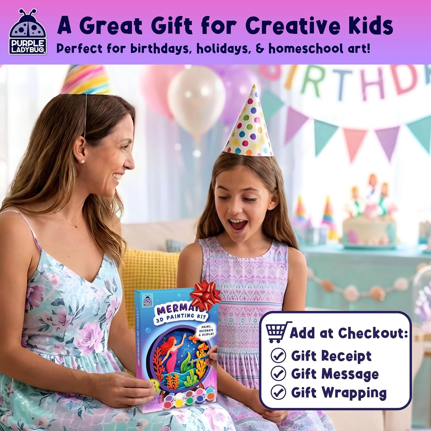 image:imageMermaid 3D Painting Kit Wooden Painting Crafts for Kids Craft Kits for Girls Ages 812 DIY Crafts Paint Set Art Projects Arts and Crafts for Girl 6 7 9 11 Girls Birthday Gifts Age 810Mermaid