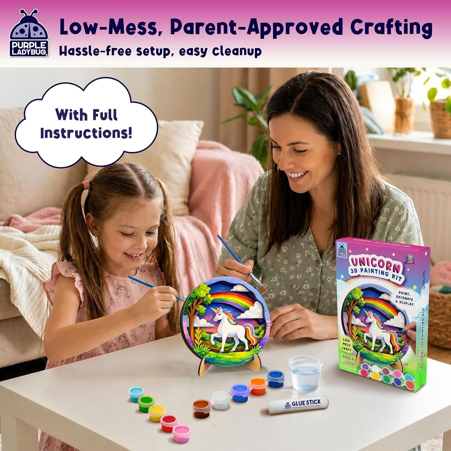 image:imageMermaid 3D Painting Kit Wooden Painting Crafts for Kids Craft Kits for Girls Ages 812 DIY Crafts Paint Set Art Projects Arts and Crafts for Girl 6 7 9 11 Girls Birthday Gifts Age 810Unicorn