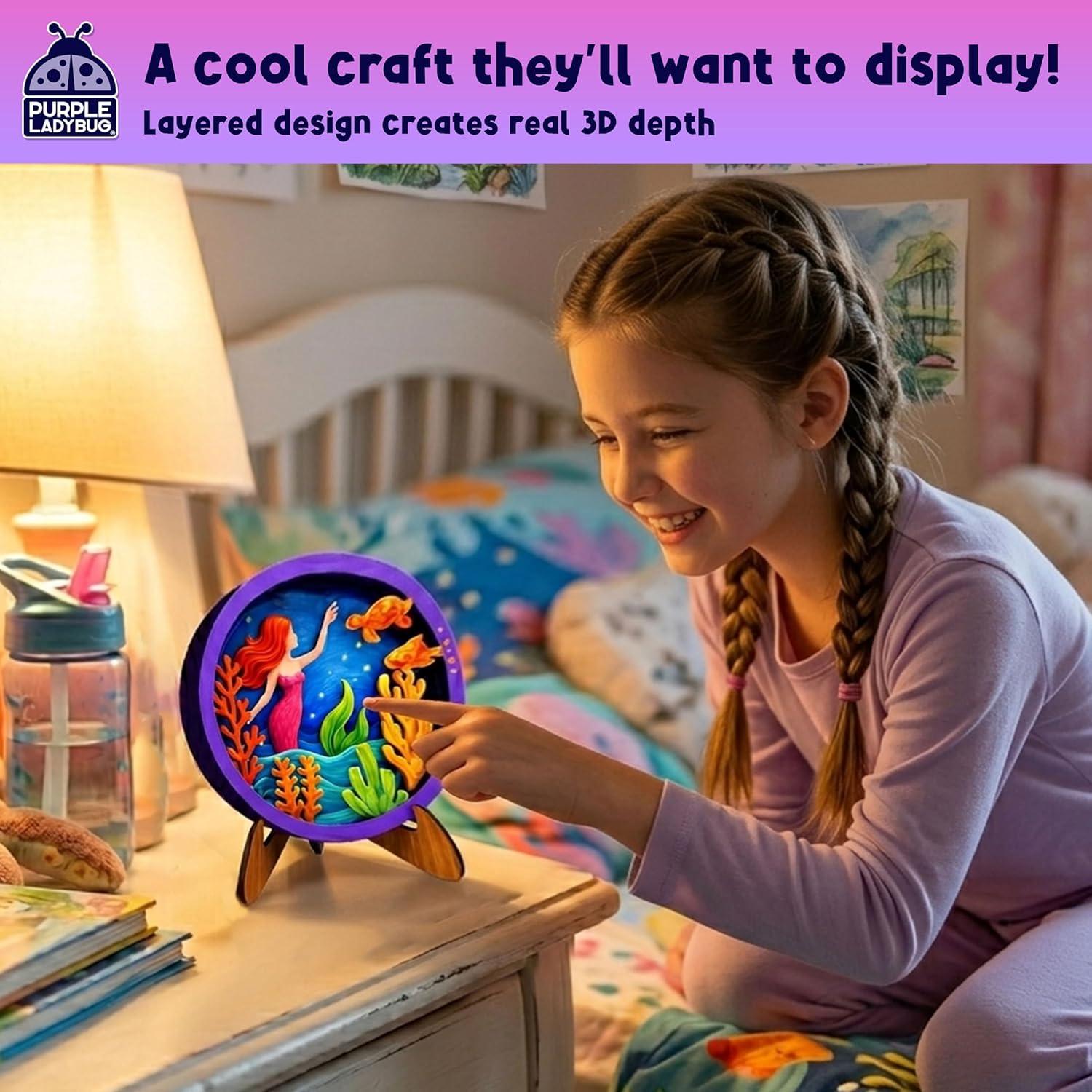 image:imageMermaid 3D Painting Kit Wooden Painting Crafts for Kids Craft Kits for Girls Ages 812 DIY Crafts Paint Set Art Projects Arts and Crafts for Girl 6 7 9 11 Girls Birthday Gifts Age 810Mermaid