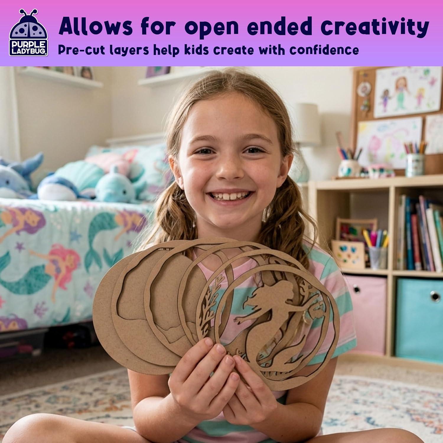 image:imageMermaid 3D Painting Kit Wooden Painting Crafts for Kids Craft Kits for Girls Ages 812 DIY Crafts Paint Set Art Projects Arts and Crafts for Girl 6 7 9 11 Girls Birthday Gifts Age 810Mermaid