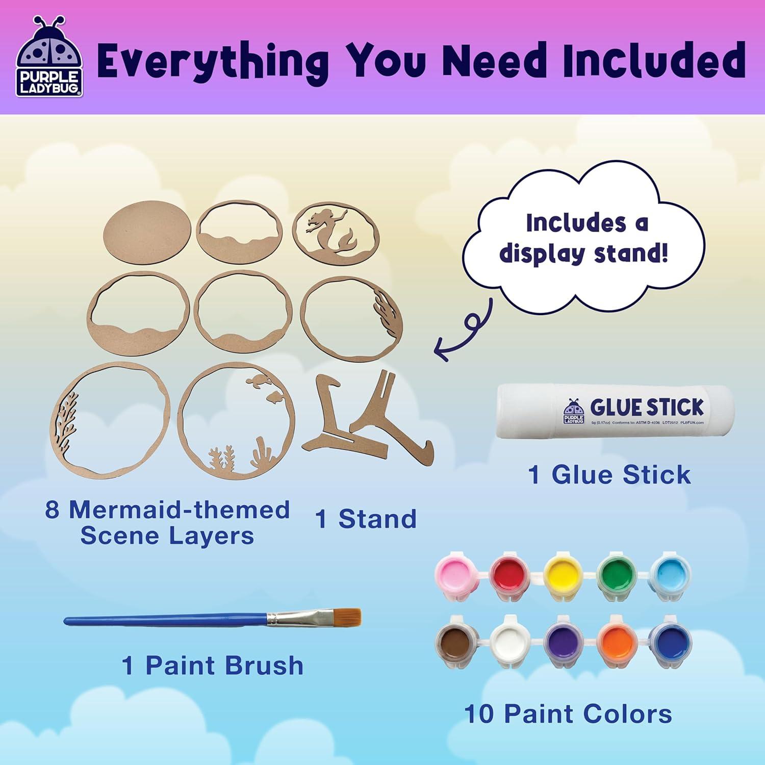 image:imageMermaid 3D Painting Kit Wooden Painting Crafts for Kids Craft Kits for Girls Ages 812 DIY Crafts Paint Set Art Projects Arts and Crafts for Girl 6 7 9 11 Girls Birthday Gifts Age 810Mermaid