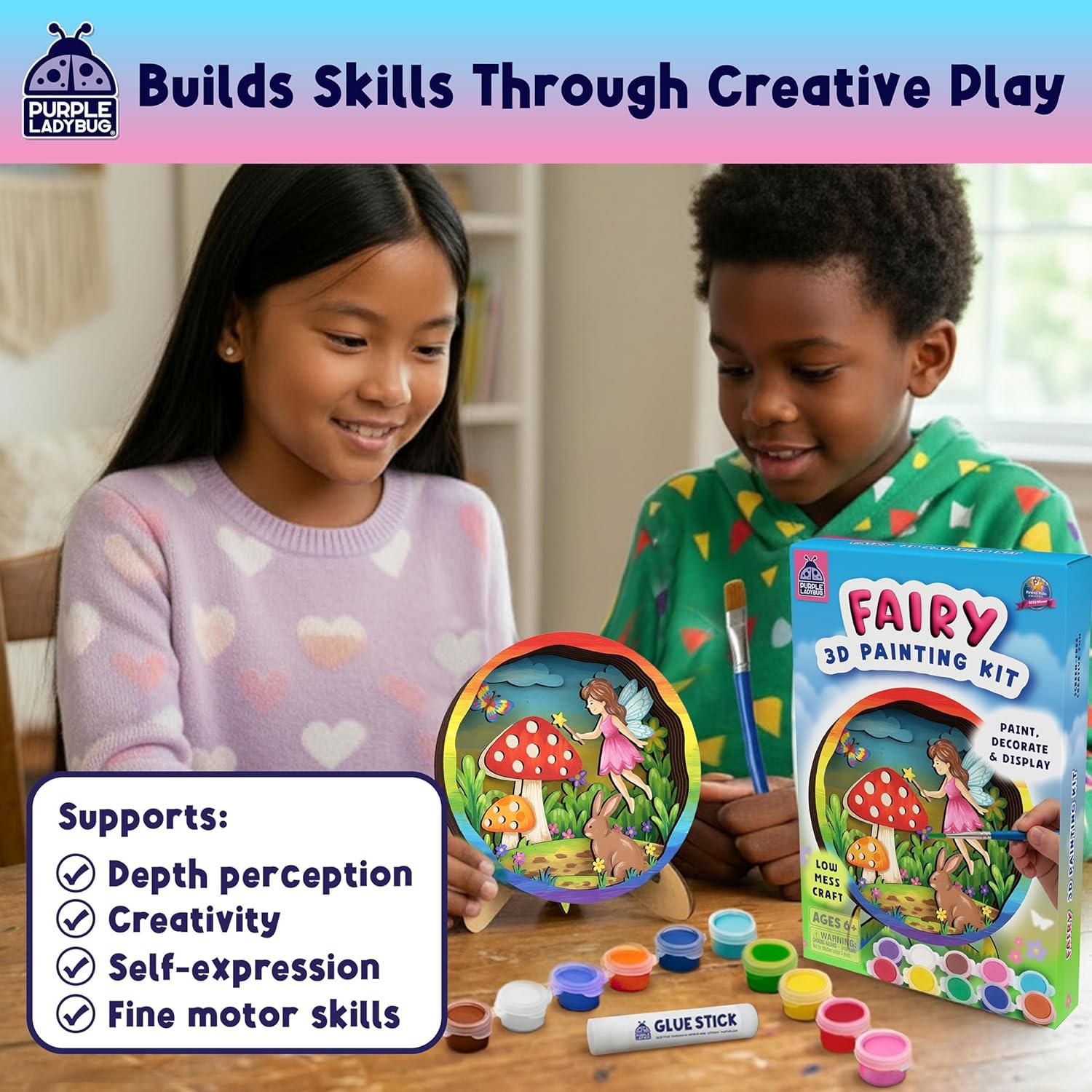 image:imageMermaid 3D Painting Kit Wooden Painting Crafts for Kids Craft Kits for Girls Ages 812 DIY Crafts Paint Set Art Projects Arts and Crafts for Girl 6 7 9 11 Girls Birthday Gifts Age 810Fairy