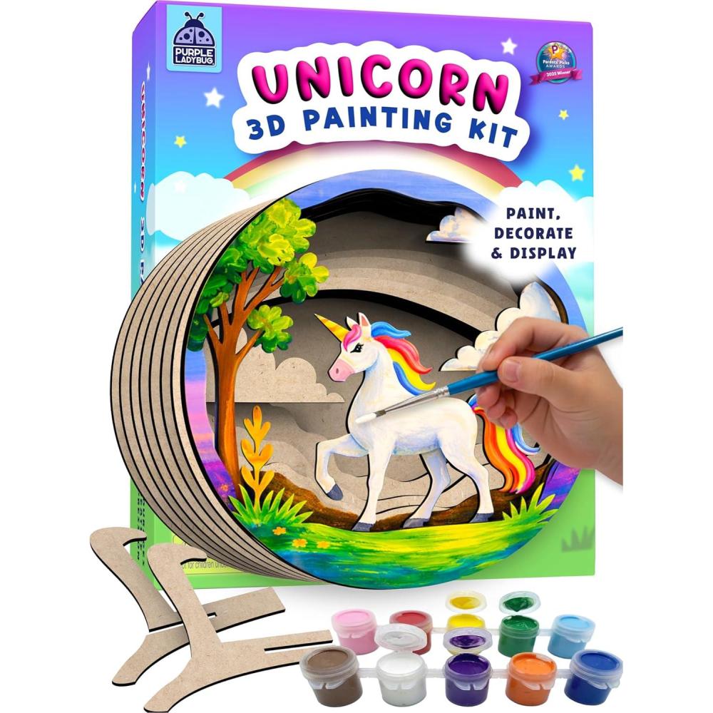 image:imageMermaid 3D Painting Kit Wooden Painting Crafts for Kids Craft Kits for Girls Ages 812 DIY Crafts Paint Set Art Projects Arts and Crafts for Girl 6 7 9 11 Girls Birthday Gifts Age 810Unicorn