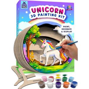 Mermaid 3D Painting Kit – Wooden Painting Crafts for Kids – Craft Kits for Girls Ages 8-12, DIY Crafts Paint Set Art Projects – Arts and Crafts for Girl 6 7 9 11 – Girls Birthday Gifts Age 8-10(Unicorn)