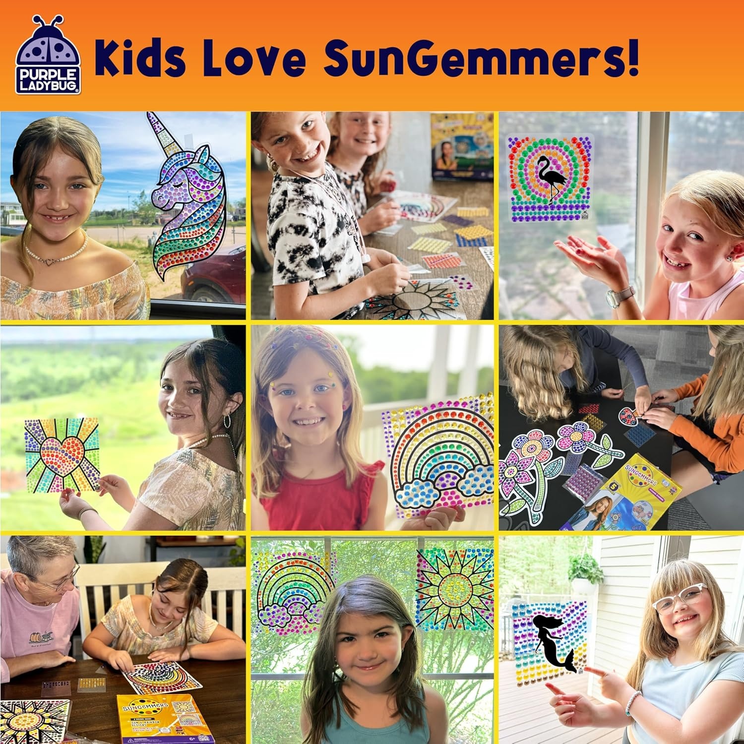 image:imageSUNGEMMERS Emoji Cool amp Wink Window Art Kit DIY Diamond Art Suncatcher Craft for Kids Ages 612 Creative Gift for Girls Boys MessFree Arts amp Crafts Set with 1000 Gem Stickers Templates